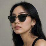 Kính mát Rayban Clubmaster Reverse RBR0504S 6677VR - Đen phối vàng Arista, tròng xanh lá đậm G-15