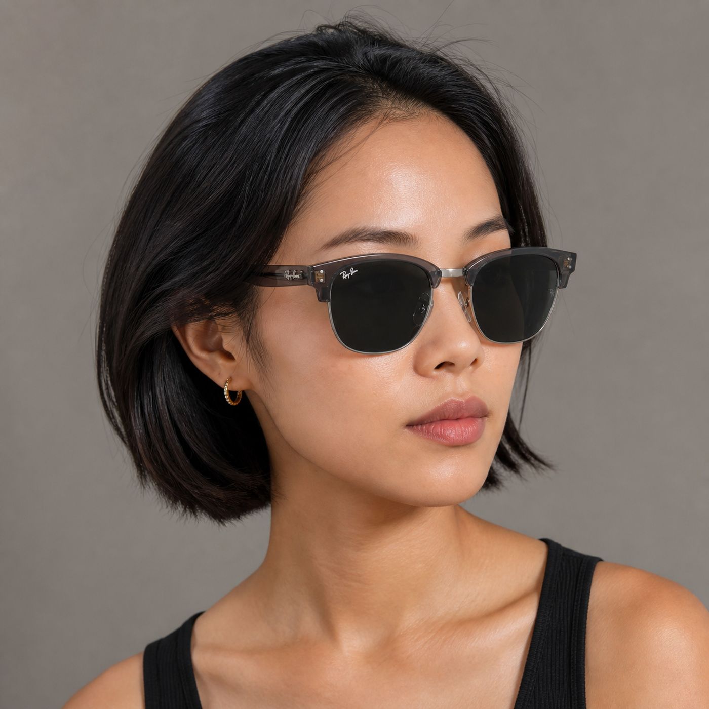 Kính mát Rayban Clubmaster Reverse RBR0504S 670781 - Xám đậm trong suốt phối gunmetal, tròng xám đậm phân cực
