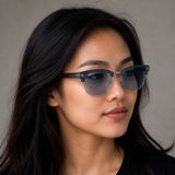 Kính mát Rayban Clubmaster Reverse RBR0504S 670879 - Xanh navy trong suốt phối gunmetal, tròng xanh dương chuyển sắc