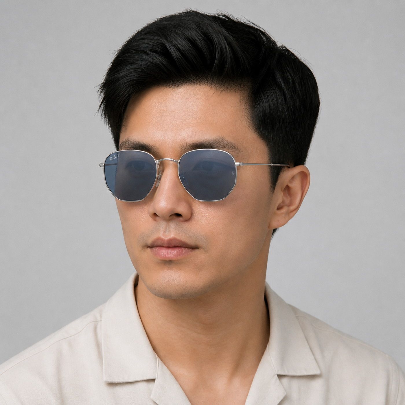 Kính mát Rayban Hexagonal RB3548N 003/02 - Bạc bóng, tròng xanh dương phân cực