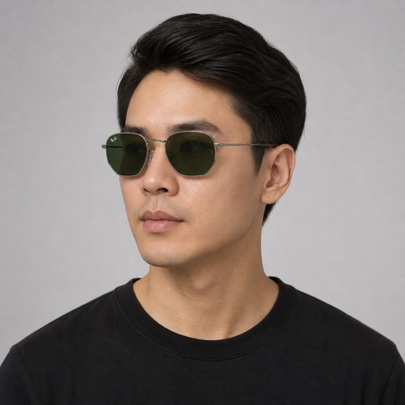 Kính mát Rayban Hexagonal RB3548N 004/31 - Xám gunmetal bóng, tròng xanh lá