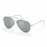 Kính mát Rayban Aviator Reverse RBR0101S 003/30 - Bạc bóng, tròng xanh lá tráng gương bạc