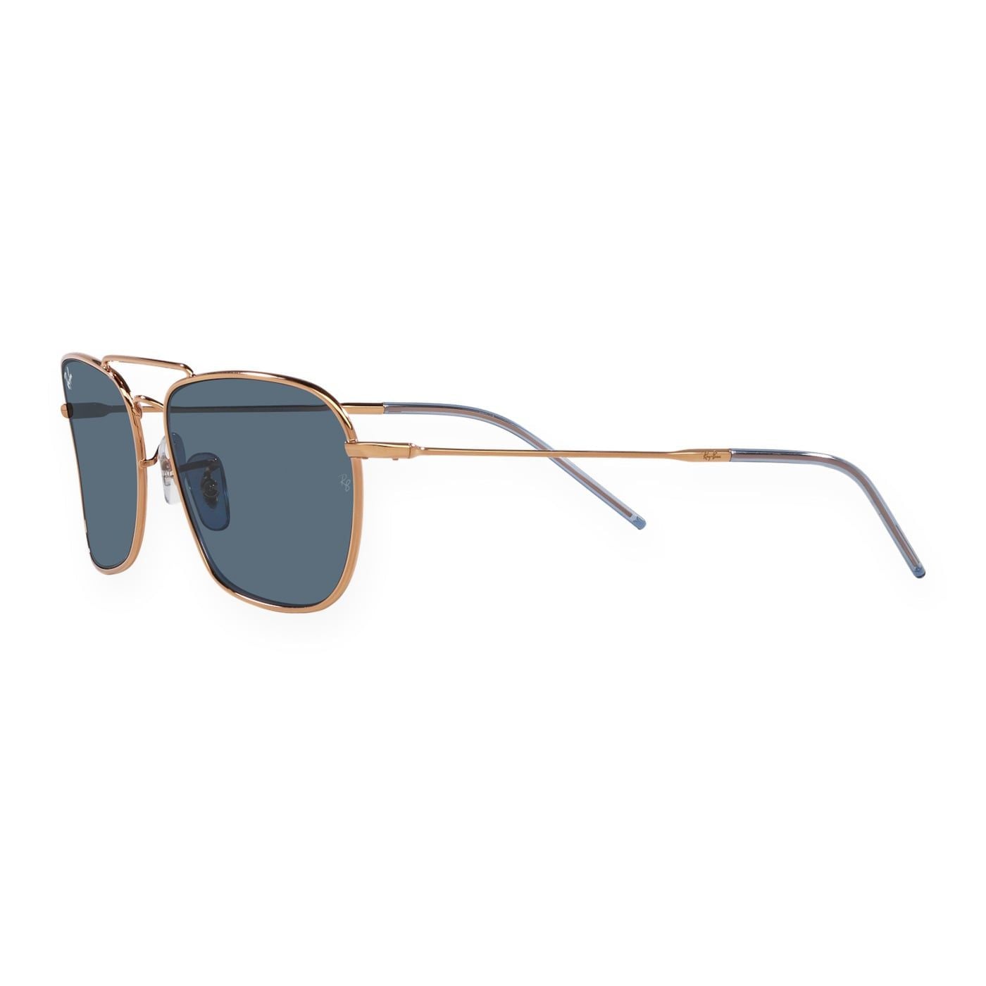 Kính mát Rayban Caravan Reverse RBR0102S 92023A - Vàng hồng bóng, tròng xanh dương đậm
