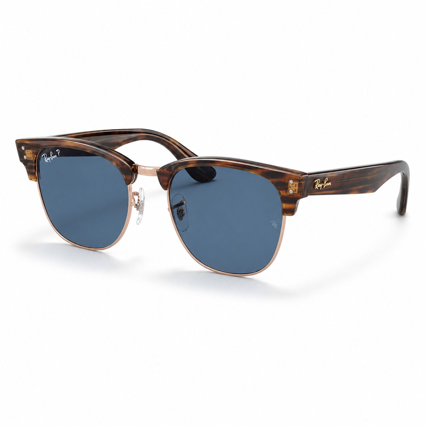 Kính mát Rayban Clubmaster Reverse RBR0504S 13983A - Đồi mồi sọc phối vàng hồng, tròng xanh dương đậm