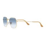 Kính mát Rayban Hexagonal RB3548 001/3F - Vàng Arista bóng, tròng trong chuyển xanh dương