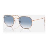 Kính mát Rayban Hexagonal RB3548 92023F - Vàng hồng bóng, tròng trong chuyển xanh dương