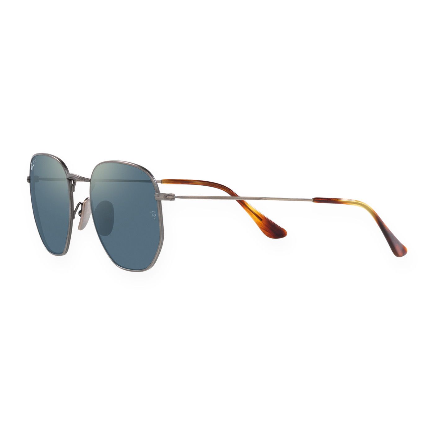Kính mát Rayban Hexagonal RB8148 9208T0 - Xám gunmetal bán bóng, tròng xanh dương phân cực tráng gương vàng