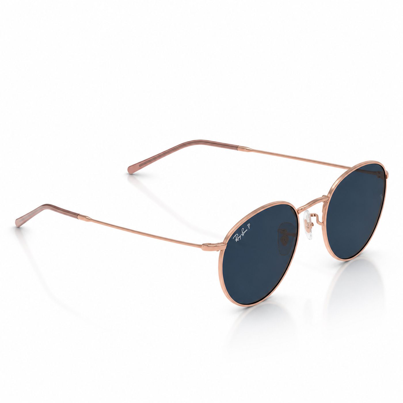 Kính mát Rayban Round Reverse RBR0103S 92023A - Vàng hồng bóng, tròng xanh dương đậm