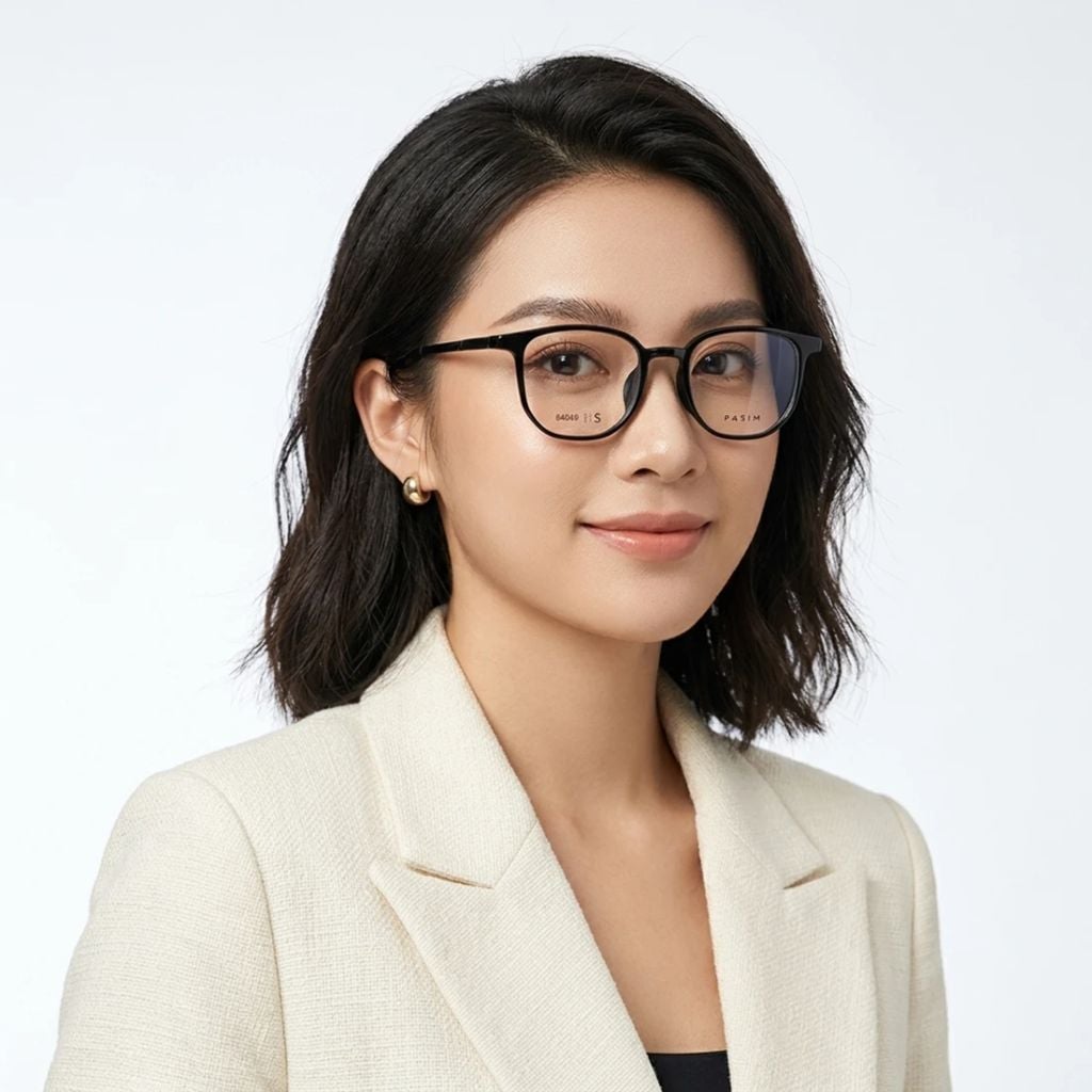 Gọng kính Parim 84049 B1 – người mẫu đeo kính