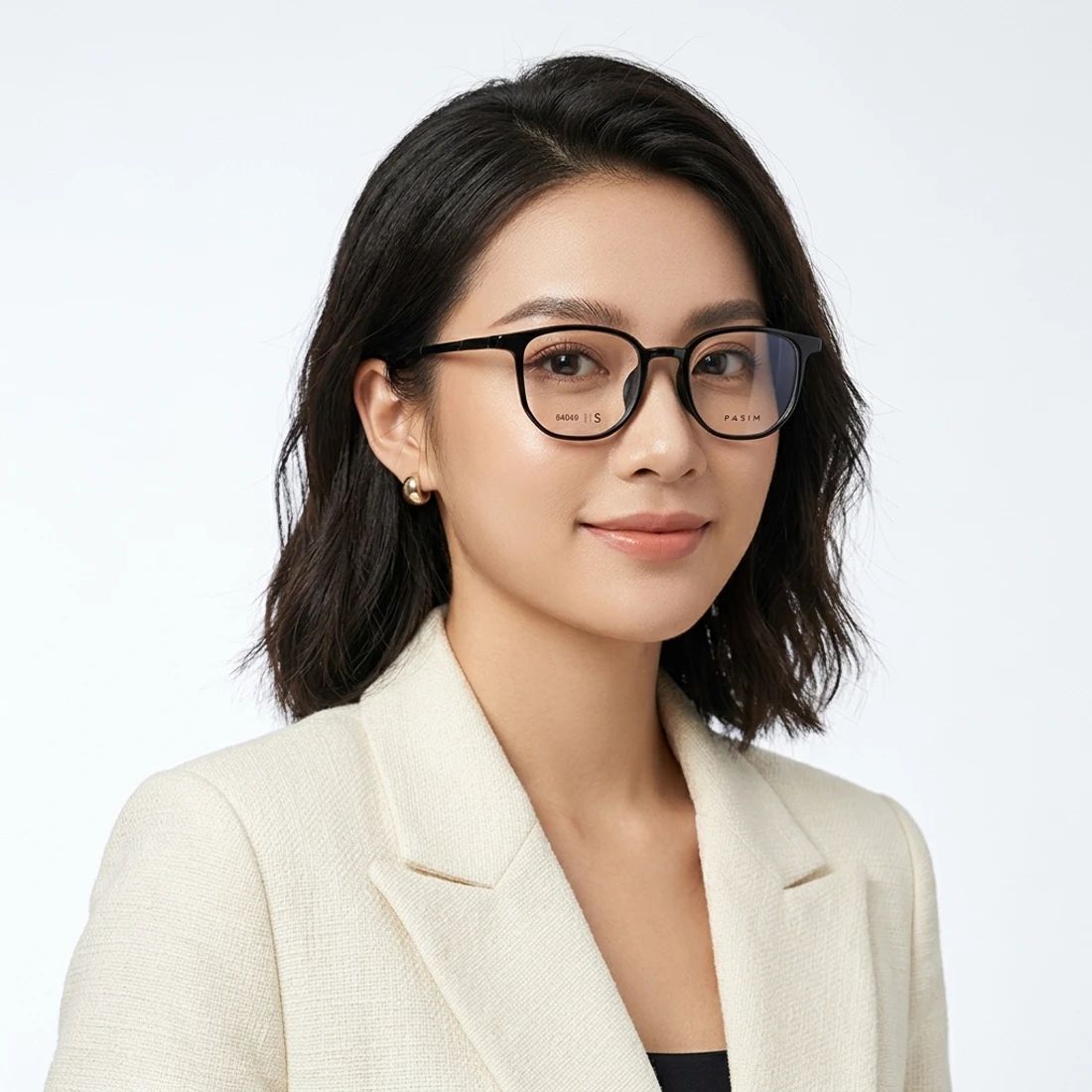 Gọng kính Parim 84049 B1 – người mẫu đeo kính