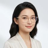 Gọng kính Parim 84049 T2 – người mẫu đeo kính