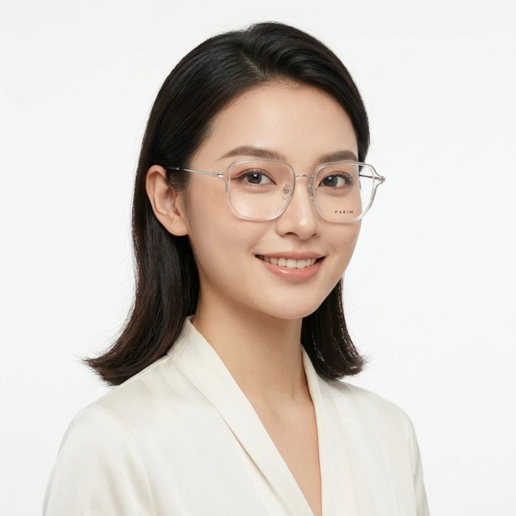 Gọng kính Parim 85075 N1W – người mẫu đeo kính