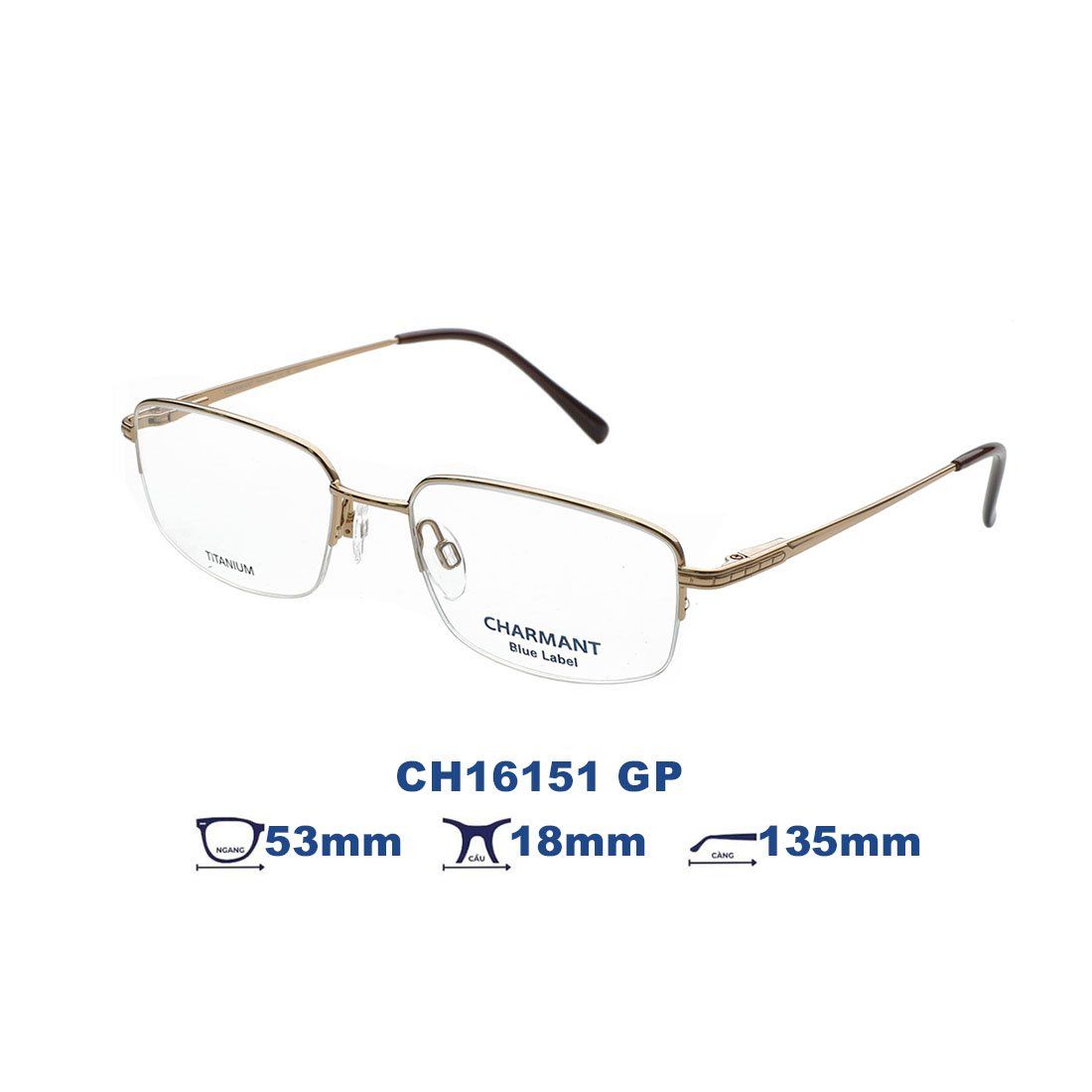  Gọng kính CHARMANT BLUE CH16151 GP 