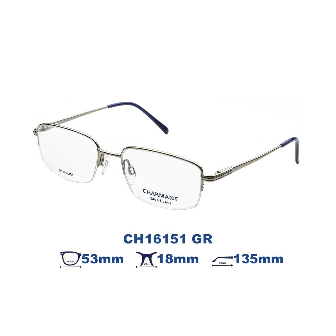 Gọng kính CHARMANT BLUE CH16151 GR 