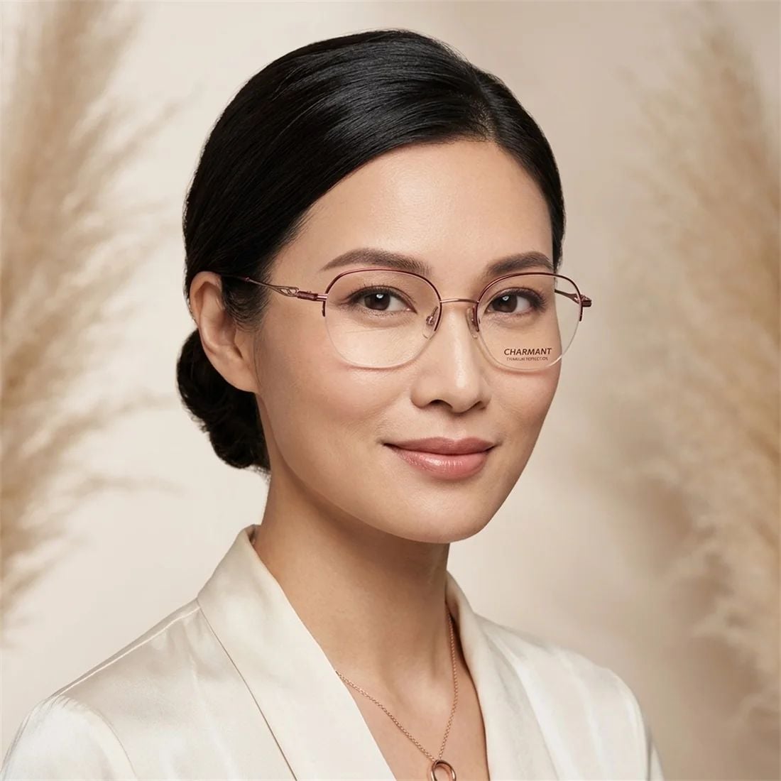 Gọng kính CHARMANT CH16473 RE – người mẫu đeo kính