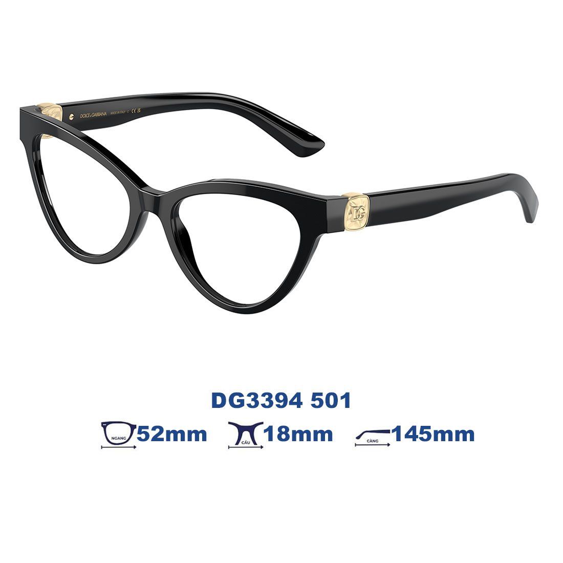 Gọng kính Dolce & Gabbana DG3394 501 màu đen