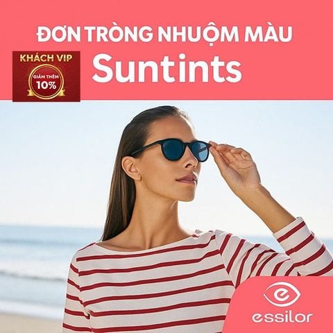 Tròng kính Essilor Suntints nhuộm màu Váng phủ MaxAz