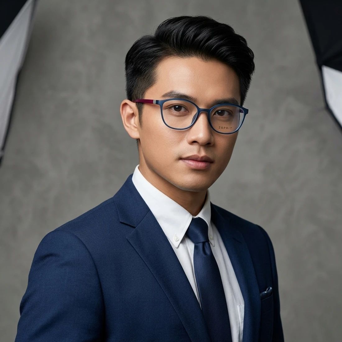 Gọng kính Esprit ET33444 543 – người mẫu đeo kính
