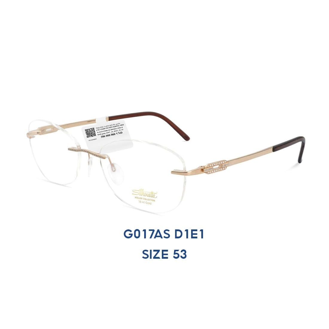  Gọng kính SILHOUETTE G017AS D1E1 - Vàng 18K - Đính Kim Cương 