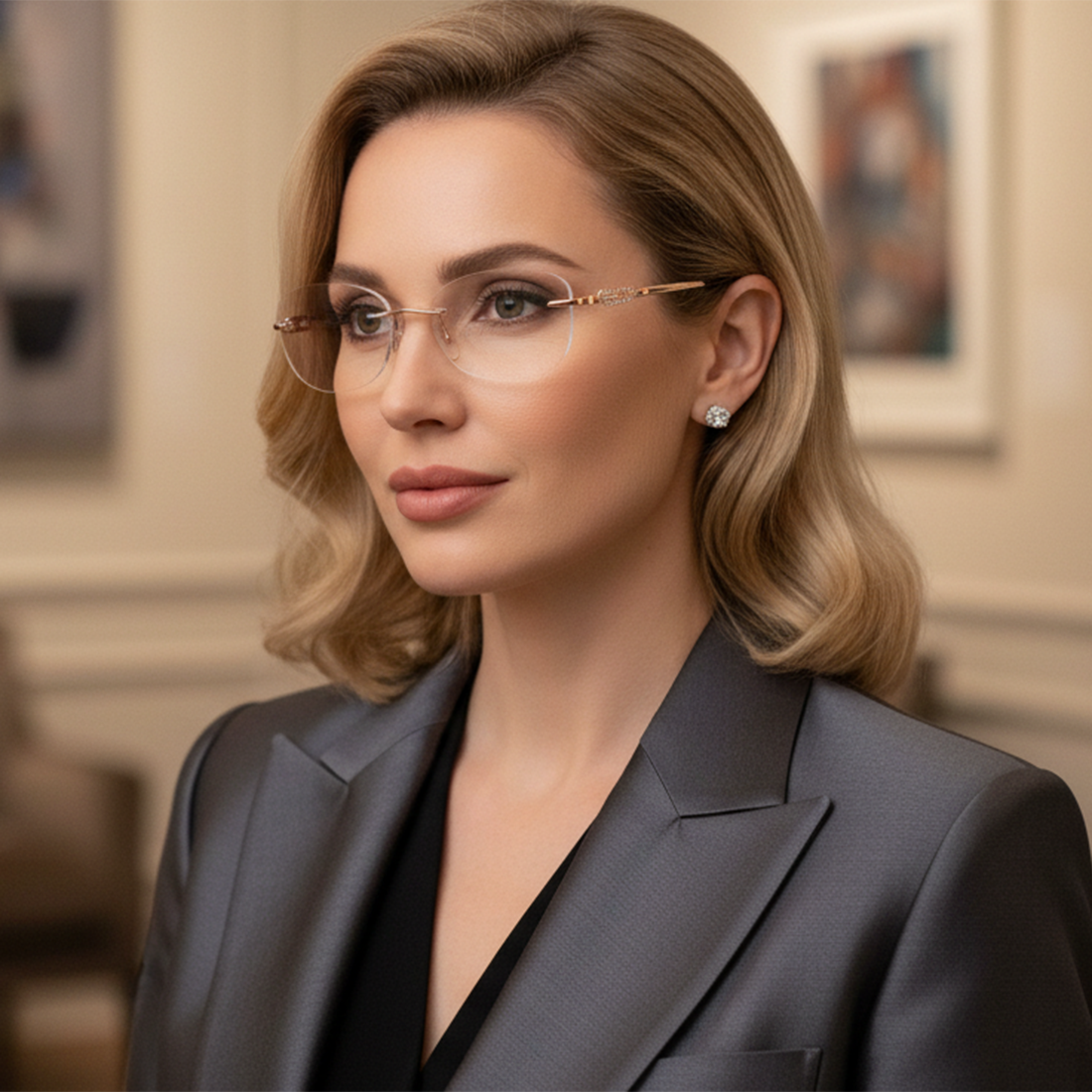  Gọng kính SILHOUETTE G017AS D1E1 - Vàng 18K - Đính Kim Cương 