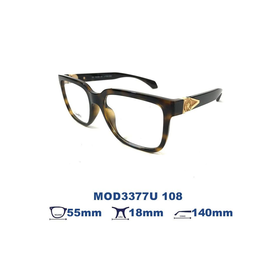 Gọng kính VERSACE MOD3377U 108 màu Havana nâu