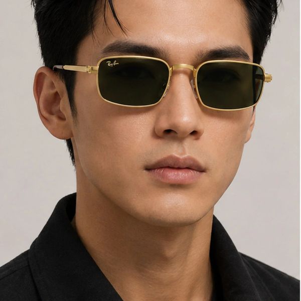 Kính mát Rayban A$AP Rocky Metal 2026 RB3927 001/31 - Gọng vàng Arista, tròng xanh lá