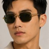 Kính mát Rayban A$AP Rocky Metal 2026 RB3928 001/71 - Gọng vàng Arista, tròng xanh lá đậm