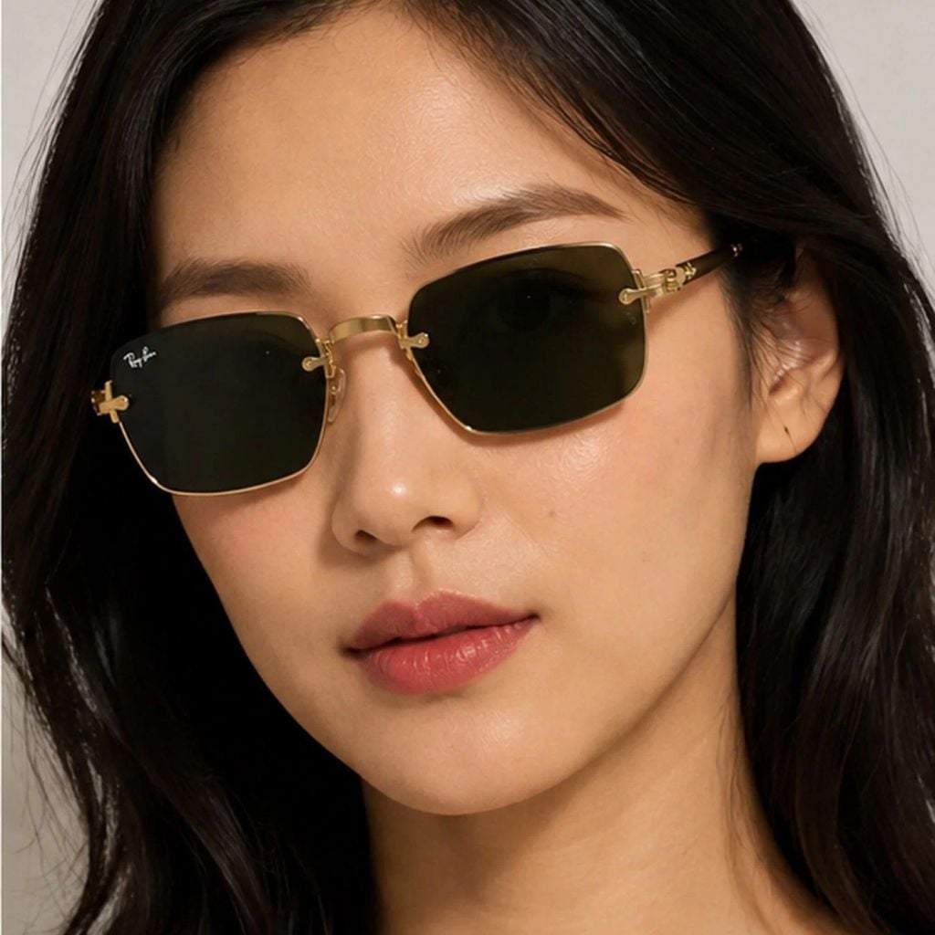 Kính mát Rayban A$AP Rocky Metal 2026 RB3928 001/71 - Gọng vàng Arista, tròng xanh lá đậm