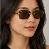 Kính mát Rayban A$AP Rocky Metal 2026 RB3928 001/73 - Gọng vàng Arista, tròng nâu đậm