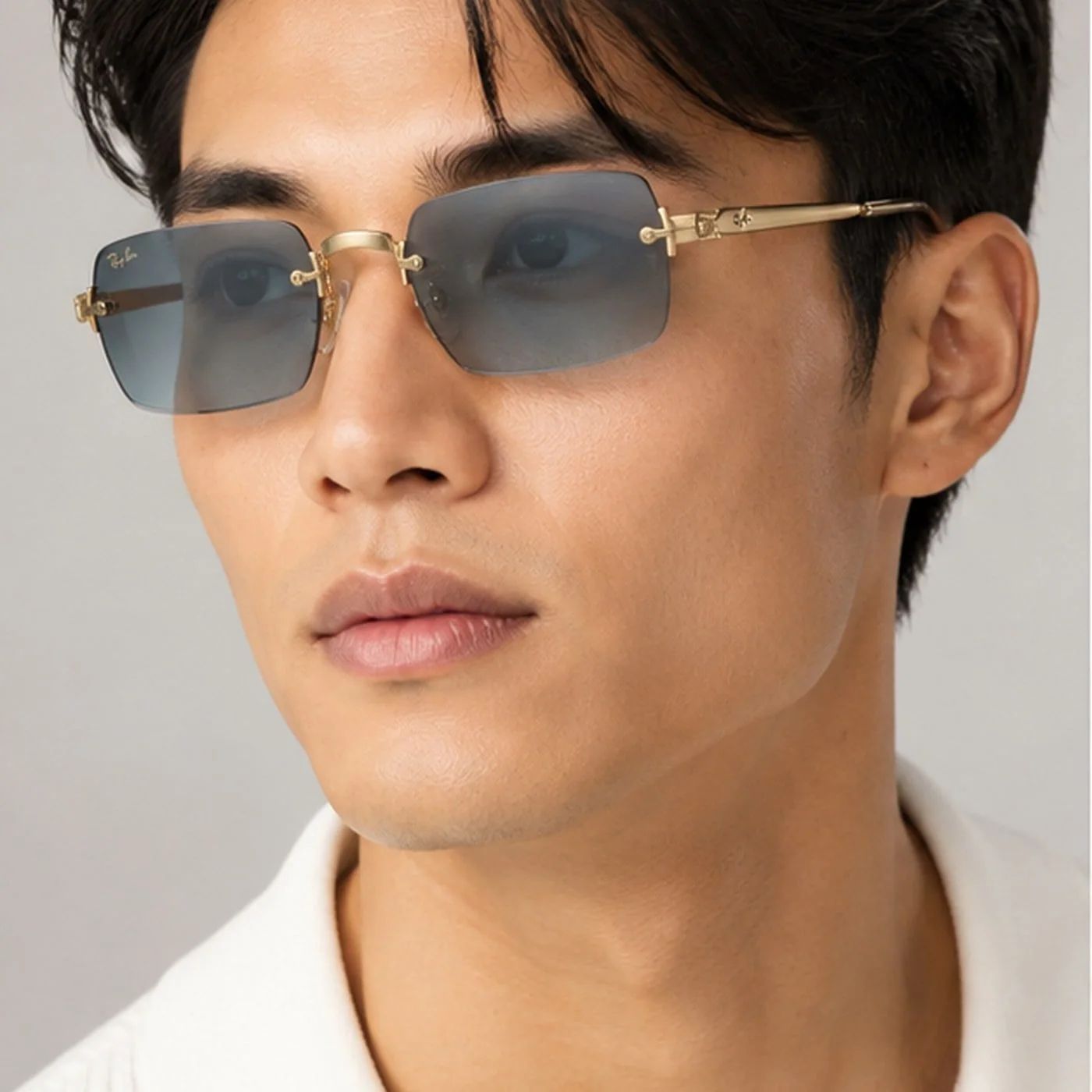 Kính mát Rayban A$AP Rocky Metal 2026 RB3928 001/S2 - Gọng vàng Arista, tròng xanh dương chuyển xám đậm