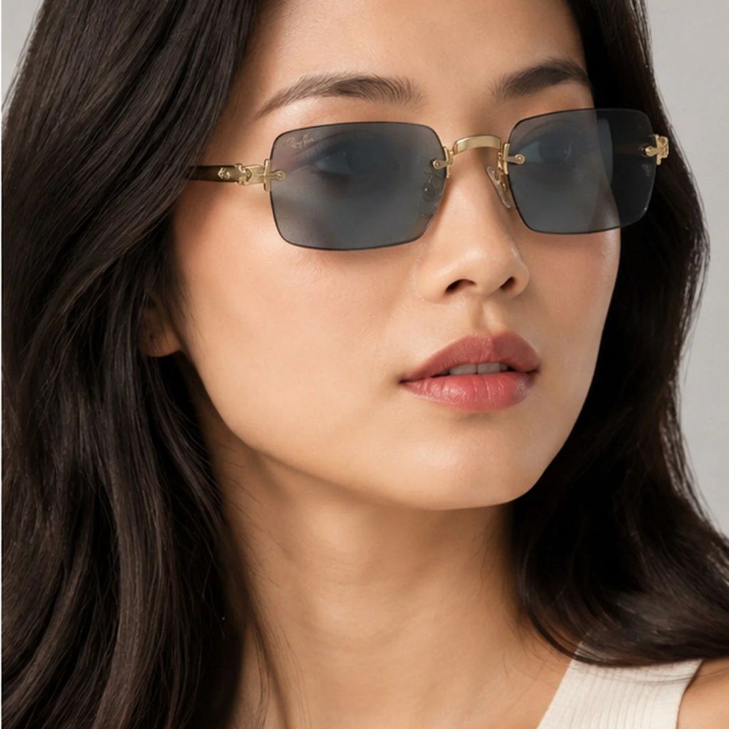 Kính mát Rayban A$AP Rocky Metal 2026 RB3928 001/S2 - Gọng vàng Arista, tròng xanh dương chuyển xám đậm