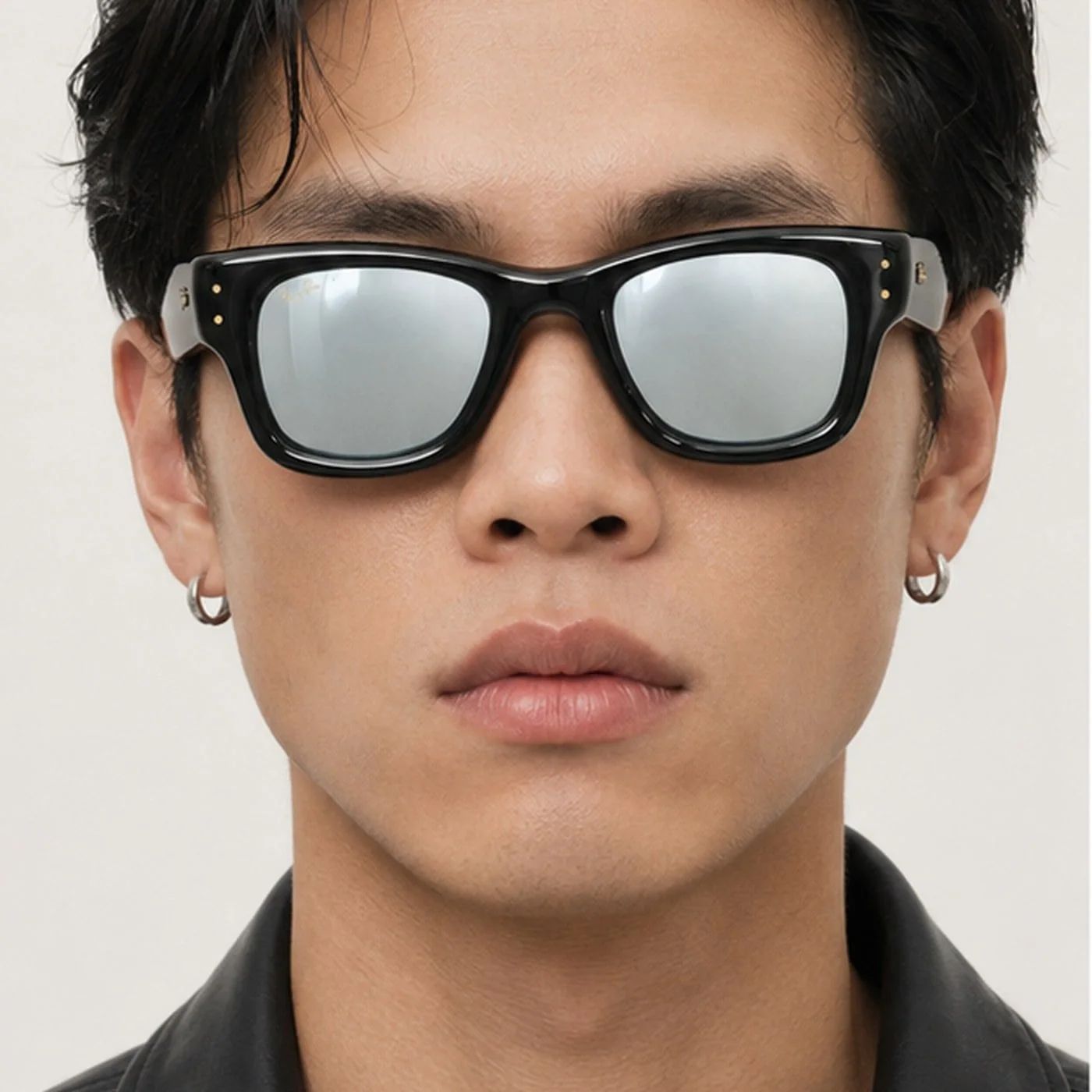 Kính mát Rayban A$AP Rocky Wayfarer Puffer RB4940 601/30 - Đen bóng, tròng xanh lá tráng gương bạc