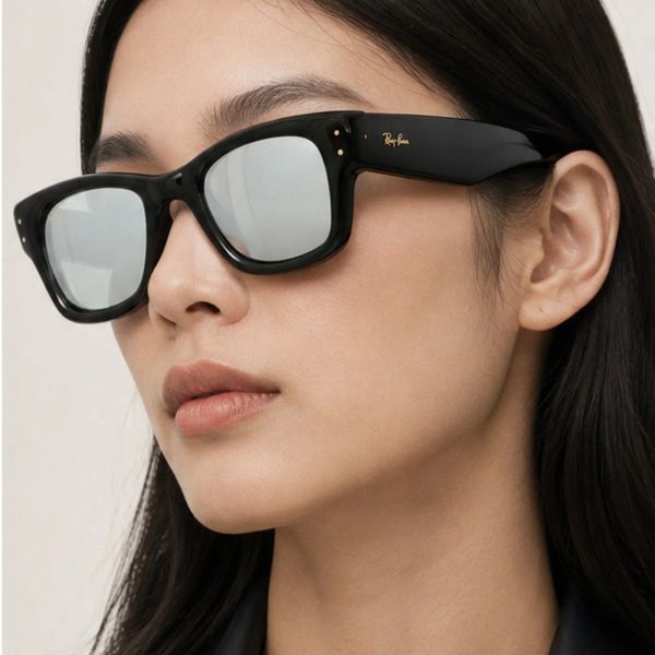 Kính mát Rayban A$AP Rocky Wayfarer Puffer RB4940 601/30 - Đen bóng, tròng xanh lá tráng gương bạc