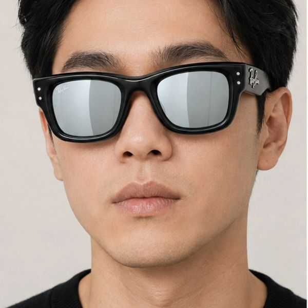 Kính mát Rayban A$AP Rocky Wayfarer Puffer Crystal Edition RB4940B 686430 - Đen bóng, tròng xanh lá tráng gương bạc