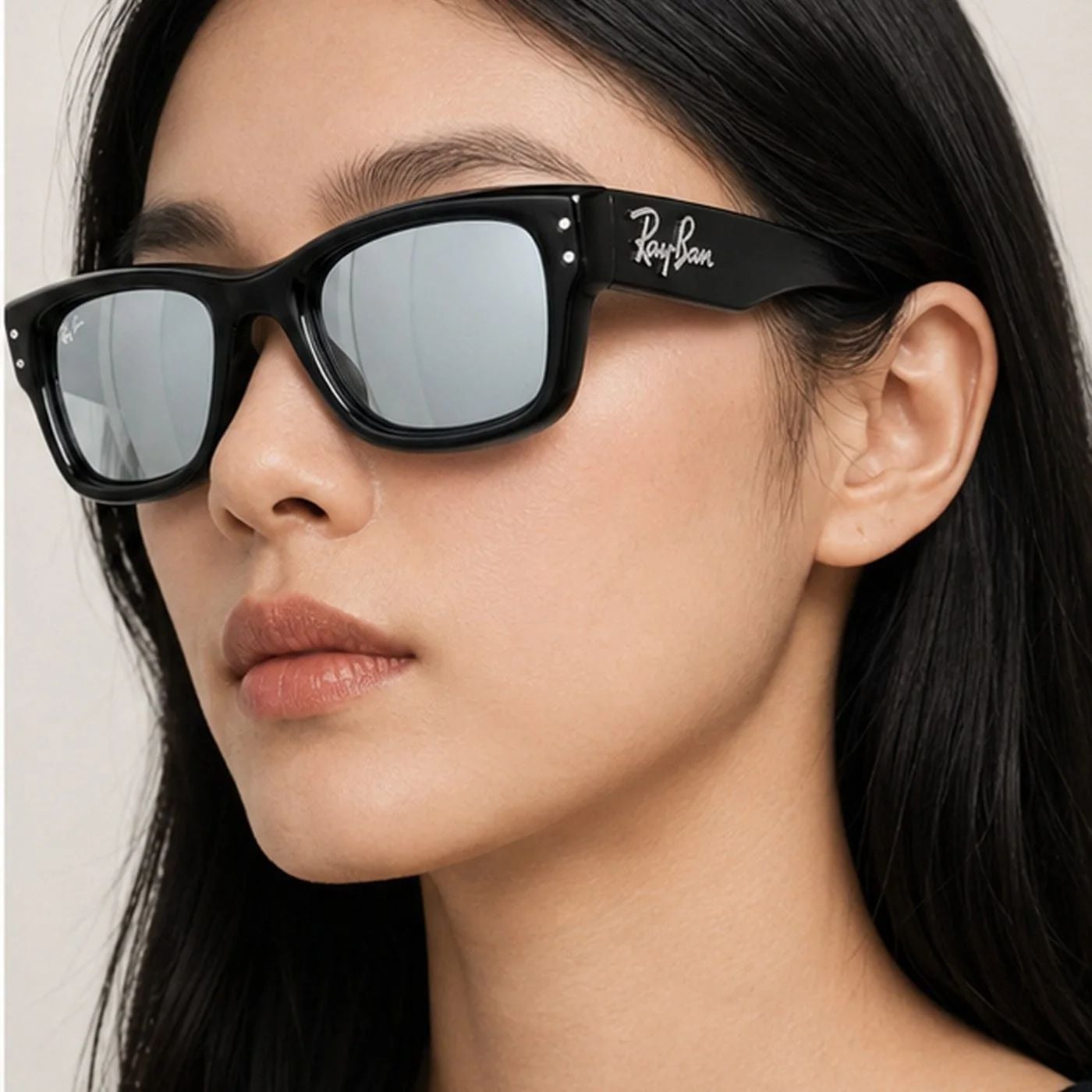 Kính mát Rayban A$AP Rocky Wayfarer Puffer Crystal Edition RB4940B 686430 - Đen bóng, tròng xanh lá tráng gương bạc