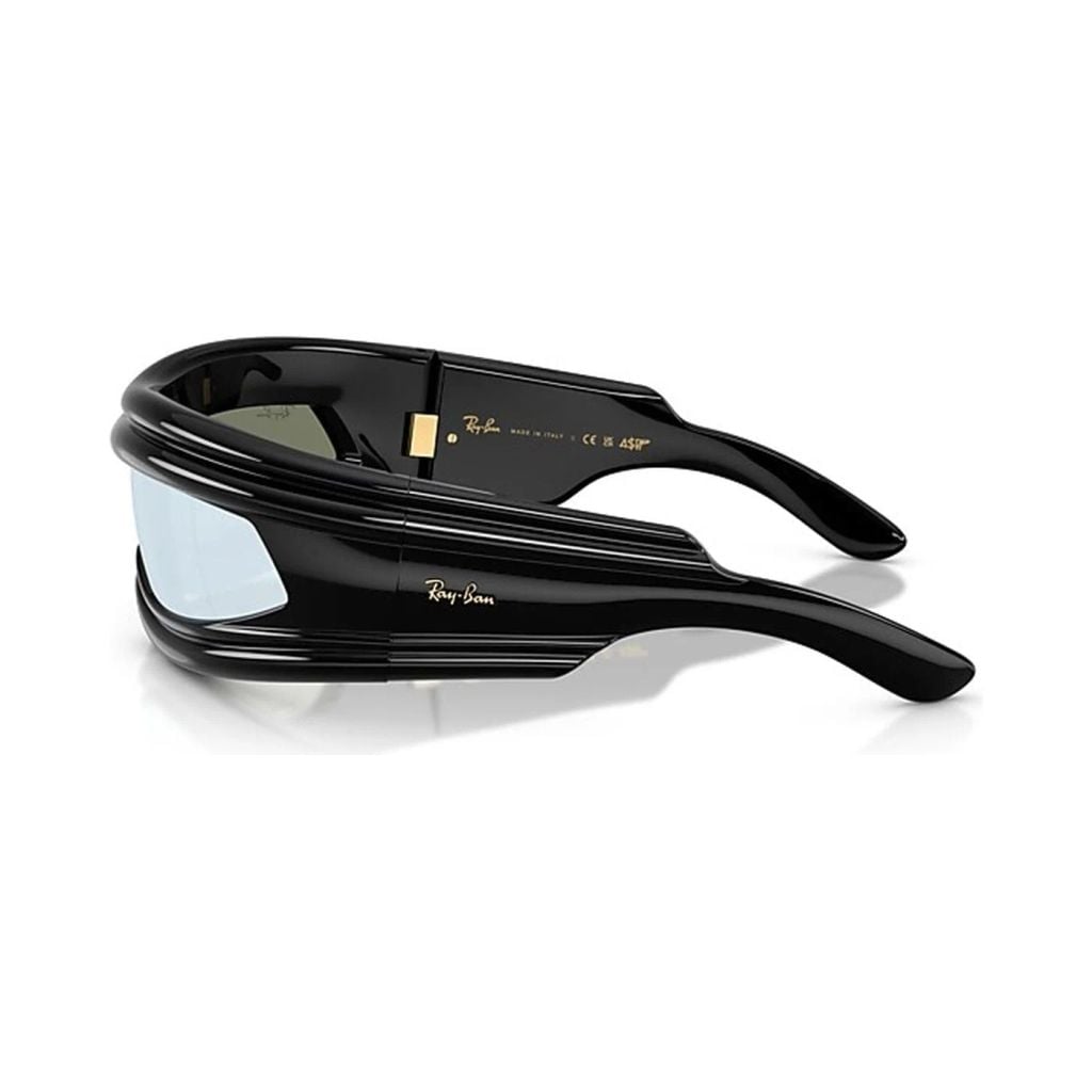 Kính mát Rayban A$AP Rocky Ultra Wrap 001 RB4943 601/30 - Đen bóng, tròng xanh lá tráng gương bạc