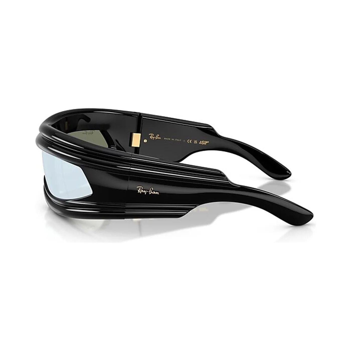 Kính mát Rayban A$AP Rocky Ultra Wrap 001 RB4943 601/30 - Đen bóng, tròng xanh lá tráng gương bạc
