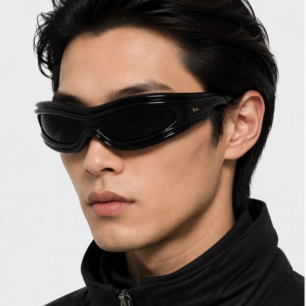 Kính mát Rayban A$AP Rocky Ultra Wrap 001 RB4943 601/87 - Đen bóng, tròng đen siêu đậm