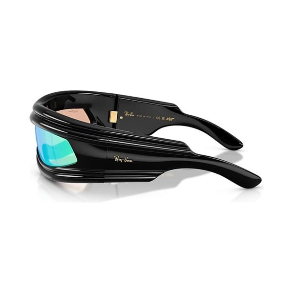 Kính mát Rayban A$AP Rocky Ultra Wrap 001 RB4943 601/Y7 - Đen bóng, tròng xám nhạt tráng gương xanh dương