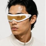 Kính mát Rayban A$AP Rocky Ultra Wrap 001 RB4943 6838/7P - Trắng bóng, tròng nâu tráng gương vàng