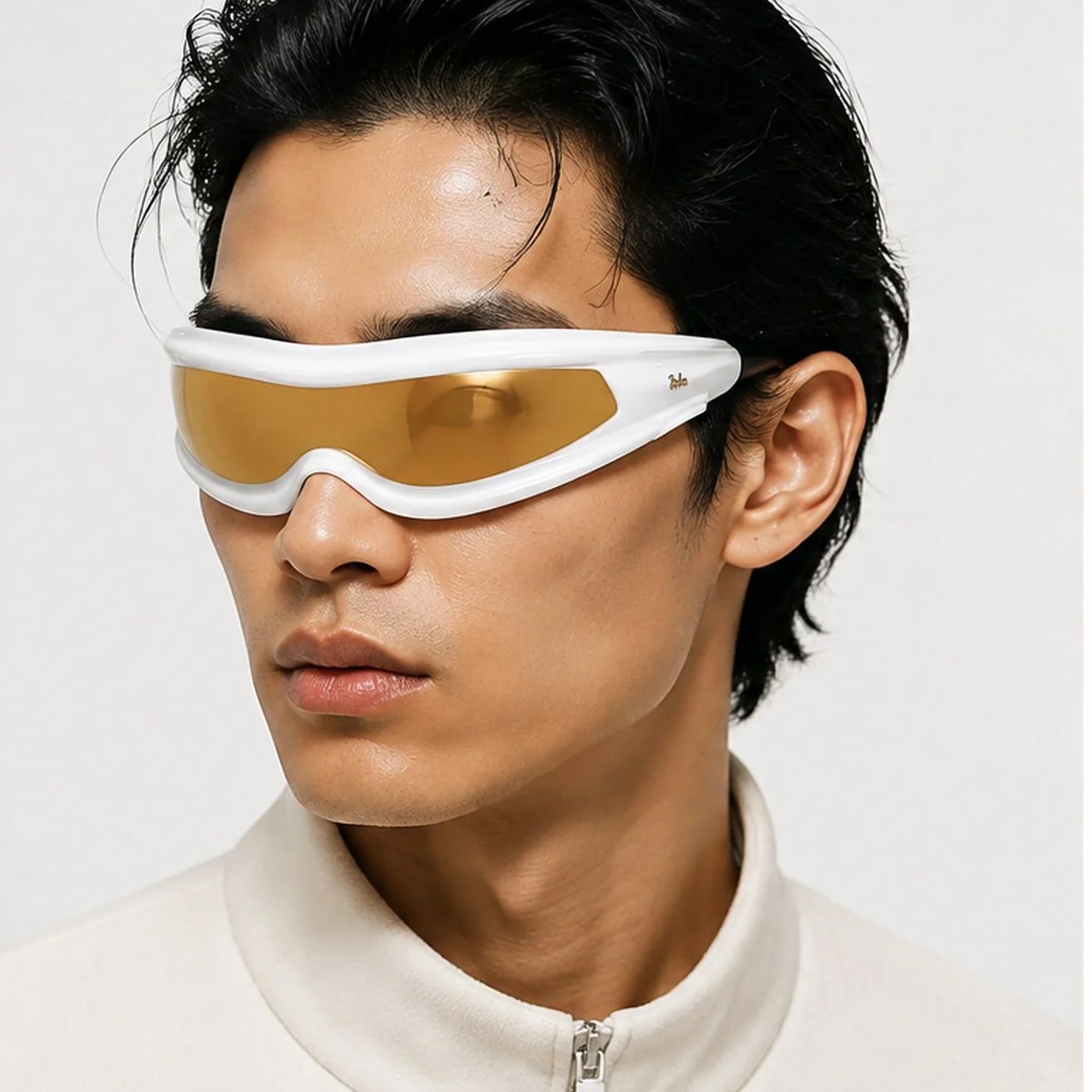 Kính mát Rayban A$AP Rocky Ultra Wrap 001 RB4943 6838/7P - Trắng bóng, tròng nâu tráng gương vàng