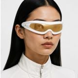 Kính mát Rayban A$AP Rocky Ultra Wrap 001 RB4943 6838/7P - Trắng bóng, tròng nâu tráng gương vàng