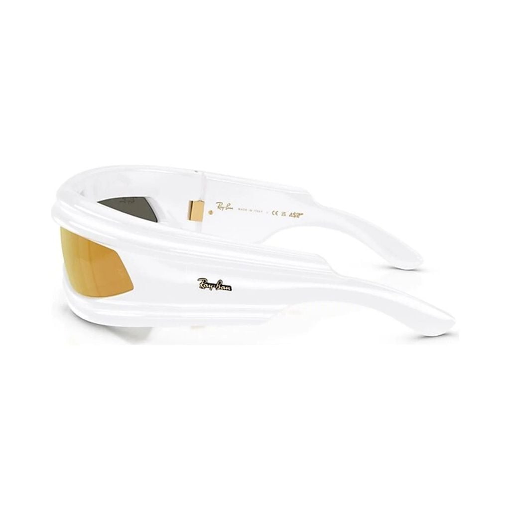 Kính mát Rayban A$AP Rocky Ultra Wrap 001 RB4943 6838/7P - Trắng bóng, tròng nâu tráng gương vàng