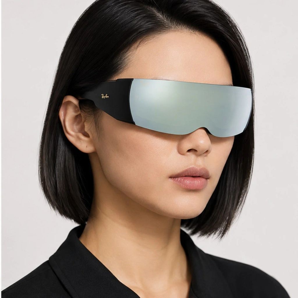 Kính mát Rayban A$AP Rocky Ultra Wrap 002 RB4942 601/30 - Đen bóng, tròng xanh lá tráng gương bạc
