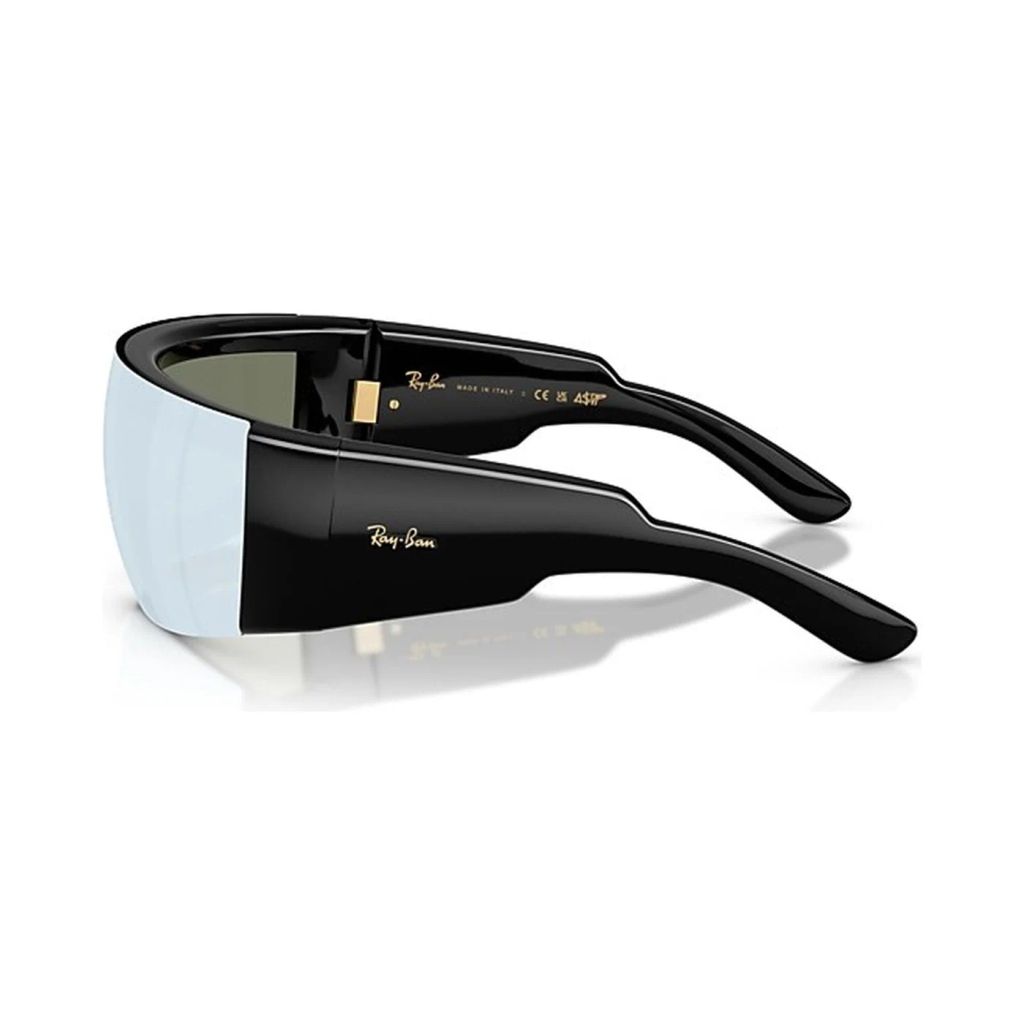 Kính mát Rayban A$AP Rocky Ultra Wrap 002 RB4942 601/30 - Đen bóng, tròng xanh lá tráng gương bạc