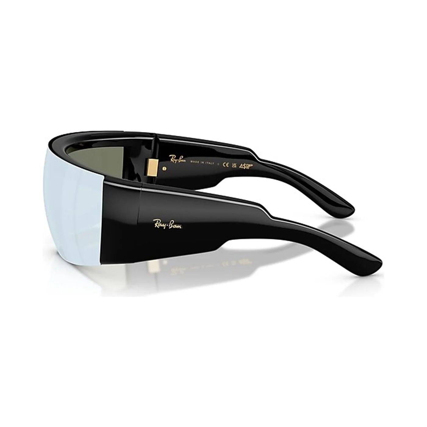 Kính mát Rayban A$AP Rocky Ultra Wrap 002 RB4942 601/30 - Đen bóng, tròng xanh lá tráng gương bạc
