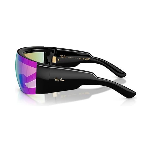 Kính mát Rayban A$AP Rocky Ultra Wrap 002 RB4942 601/Y7 - Đen bóng, tròng xám nhạt tráng gương xanh dương