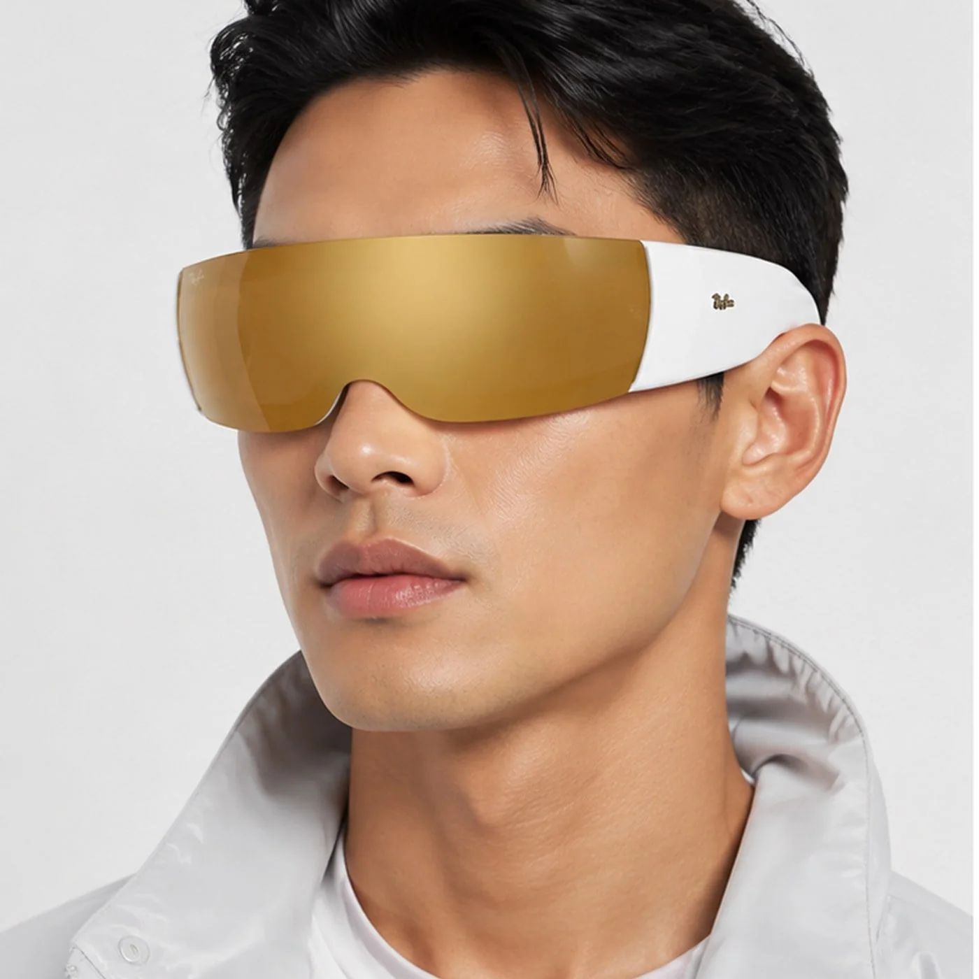 Kính mát Rayban A$AP Rocky Ultra Wrap 002 RB4942 6838/7P - Trắng bóng, tròng nâu tráng gương vàng