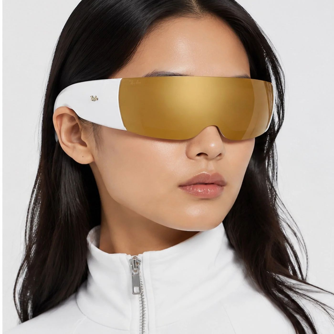 Kính mát Rayban A$AP Rocky Ultra Wrap 002 RB4942 6838/7P - Trắng bóng, tròng nâu tráng gương vàng