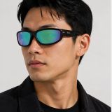 Kính mát Rayban A$AP Rocky Ultra Wrap 003 RB4941 601/Y7 - Đen bóng, tròng xám nhạt tráng gương xanh dương